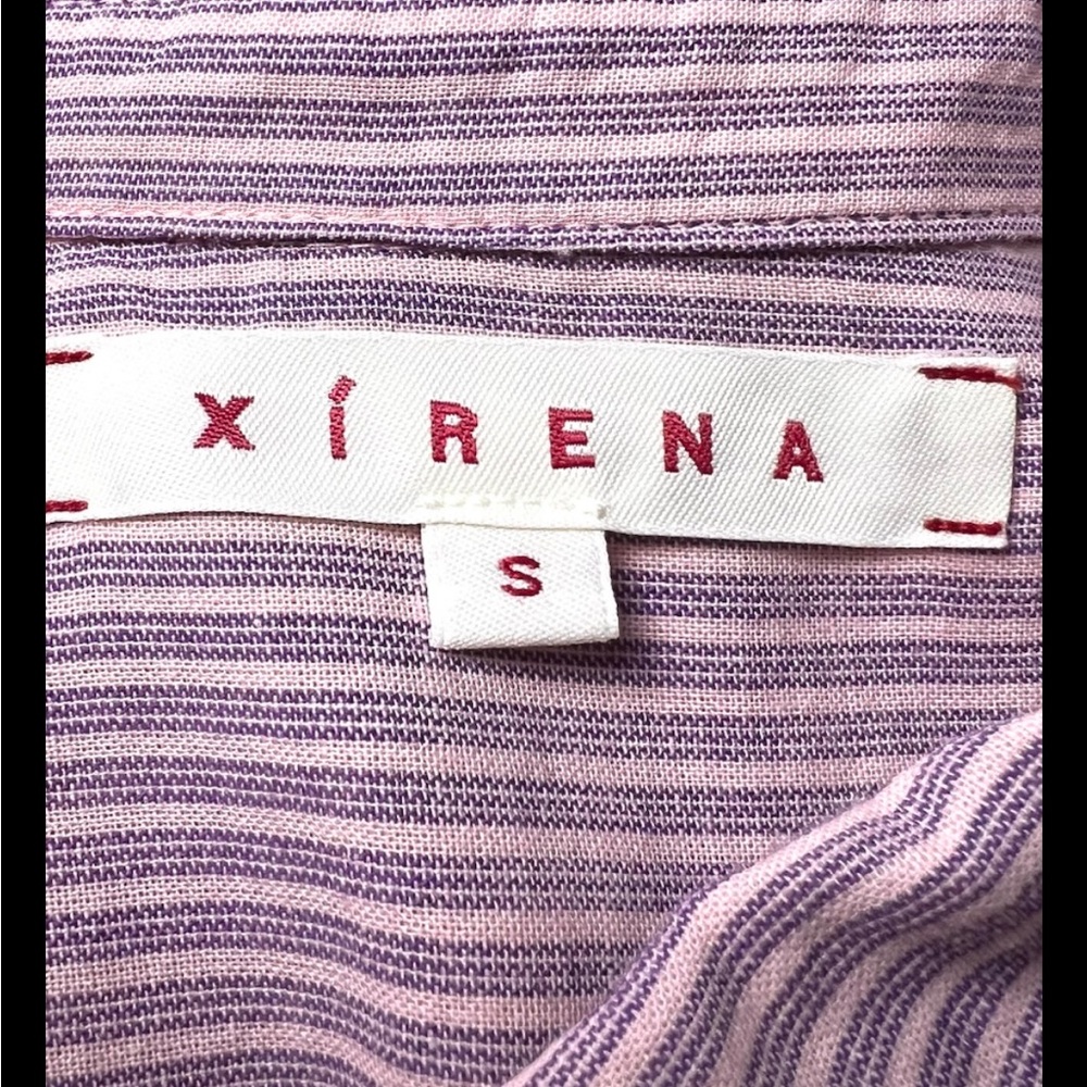 XIRENA Hale Blouse Shirt Button Down Ruffle Pink Purple Long Sleeve Small - Picture 7 of 9